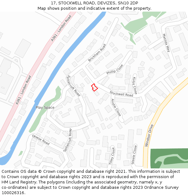 17, STOCKWELL ROAD, DEVIZES, SN10 2DP: Location map and indicative extent of plot