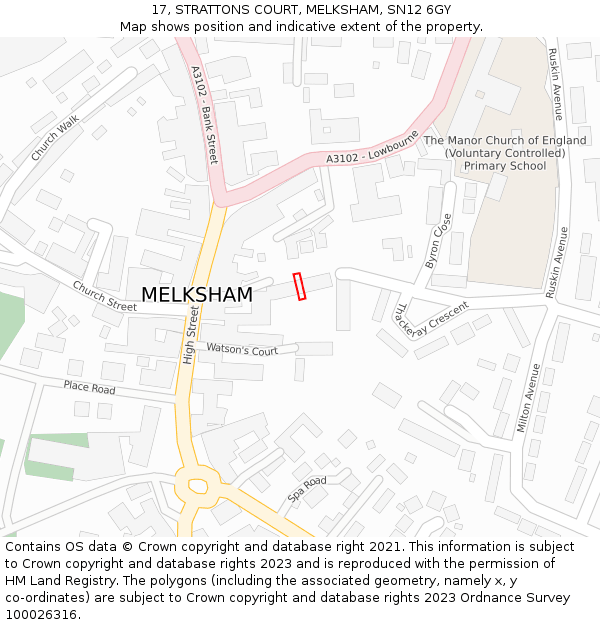 17, STRATTONS COURT, MELKSHAM, SN12 6GY: Location map and indicative extent of plot