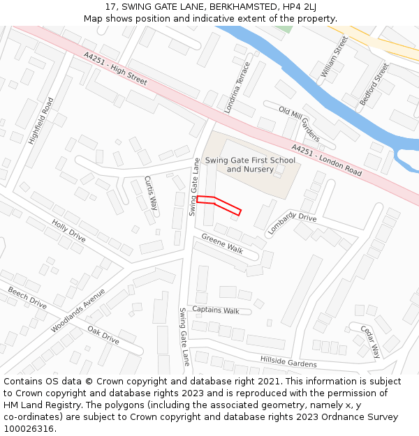 17, SWING GATE LANE, BERKHAMSTED, HP4 2LJ: Location map and indicative extent of plot