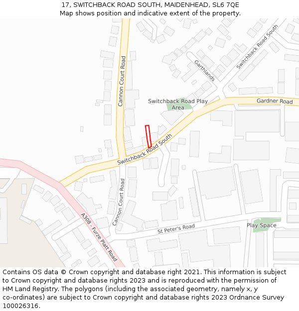 17, SWITCHBACK ROAD SOUTH, MAIDENHEAD, SL6 7QE: Location map and indicative extent of plot