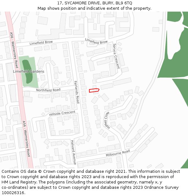 17, SYCAMORE DRIVE, BURY, BL9 6TQ: Location map and indicative extent of plot