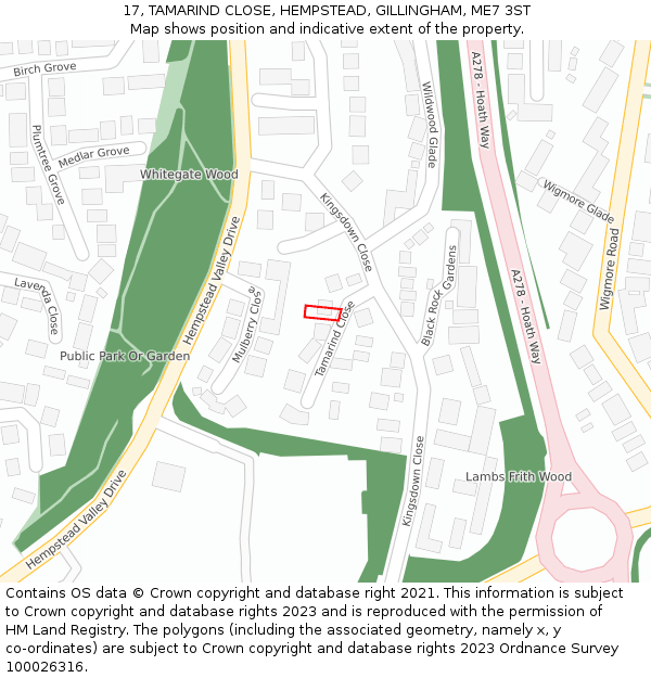 17, TAMARIND CLOSE, HEMPSTEAD, GILLINGHAM, ME7 3ST: Location map and indicative extent of plot