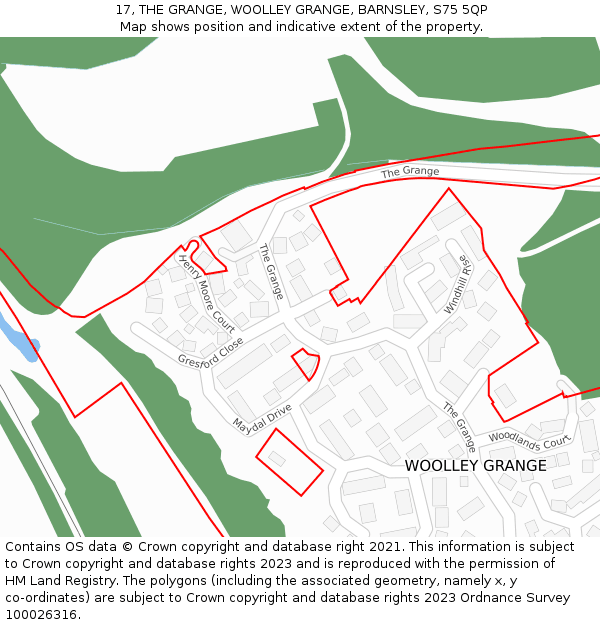17, THE GRANGE, WOOLLEY GRANGE, BARNSLEY, S75 5QP: Location map and indicative extent of plot