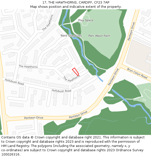 17, THE HAWTHORNS, CARDIFF, CF23 7AP: Location map and indicative extent of plot