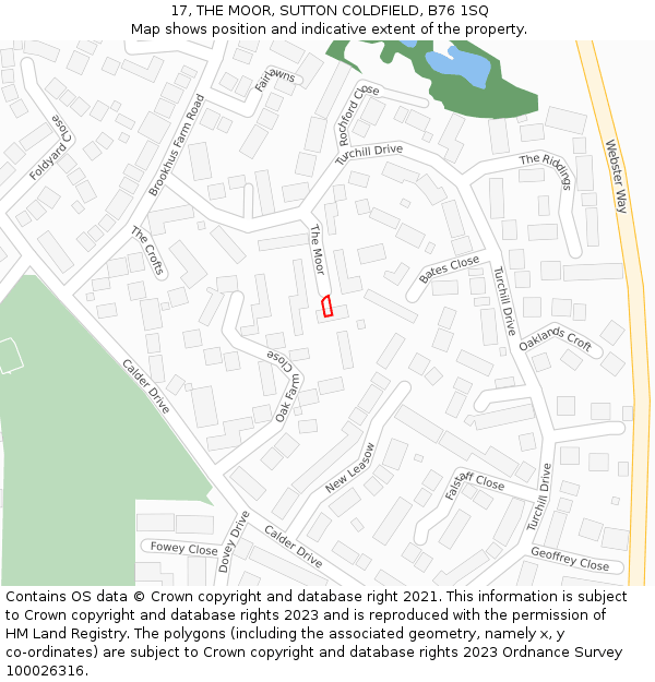 17, THE MOOR, SUTTON COLDFIELD, B76 1SQ: Location map and indicative extent of plot