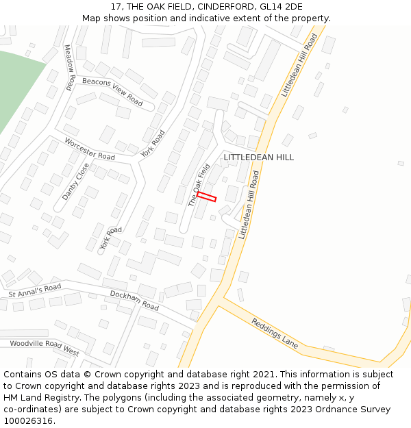 17, THE OAK FIELD, CINDERFORD, GL14 2DE: Location map and indicative extent of plot