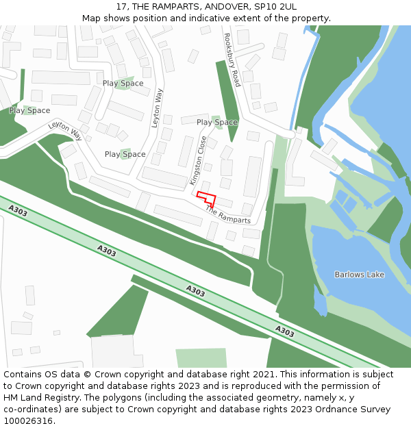 17, THE RAMPARTS, ANDOVER, SP10 2UL: Location map and indicative extent of plot