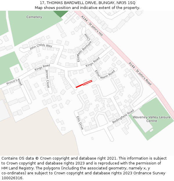 17, THOMAS BARDWELL DRIVE, BUNGAY, NR35 1SQ: Location map and indicative extent of plot