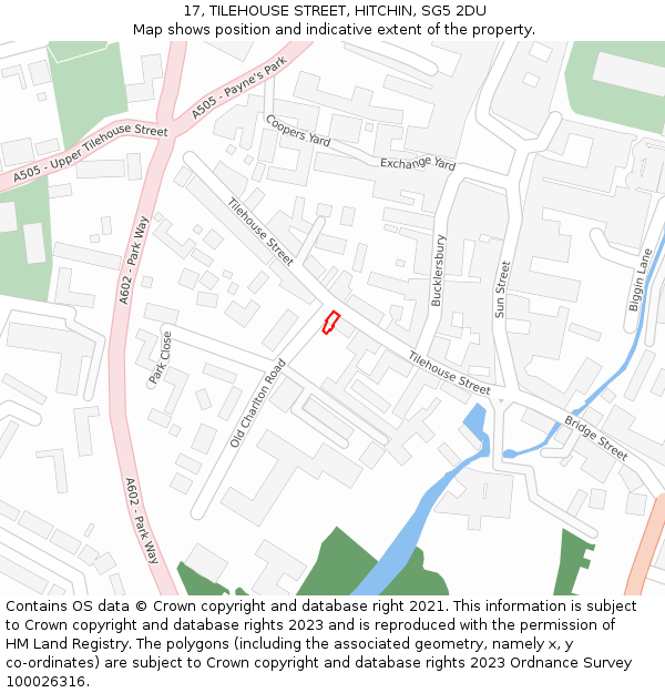 17, TILEHOUSE STREET, HITCHIN, SG5 2DU: Location map and indicative extent of plot