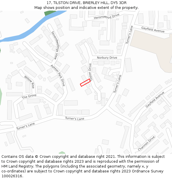 17, TILSTON DRIVE, BRIERLEY HILL, DY5 3DR: Location map and indicative extent of plot