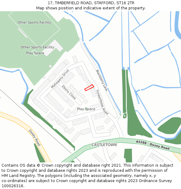 17, TIMBERFIELD ROAD, STAFFORD, ST16 2TR: Location map and indicative extent of plot