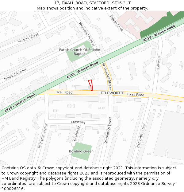 17, TIXALL ROAD, STAFFORD, ST16 3UT: Location map and indicative extent of plot