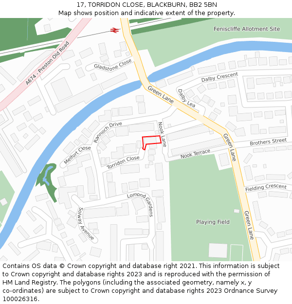 17, TORRIDON CLOSE, BLACKBURN, BB2 5BN: Location map and indicative extent of plot