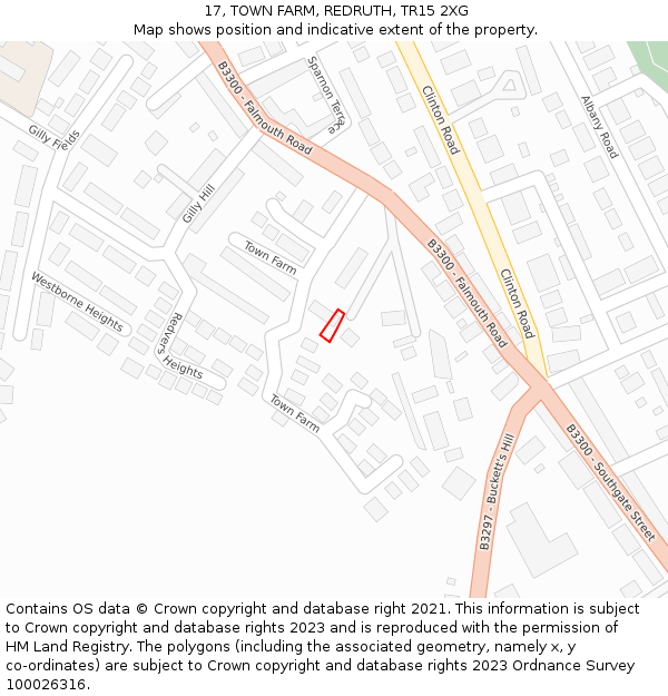 17, TOWN FARM, REDRUTH, TR15 2XG: Location map and indicative extent of plot