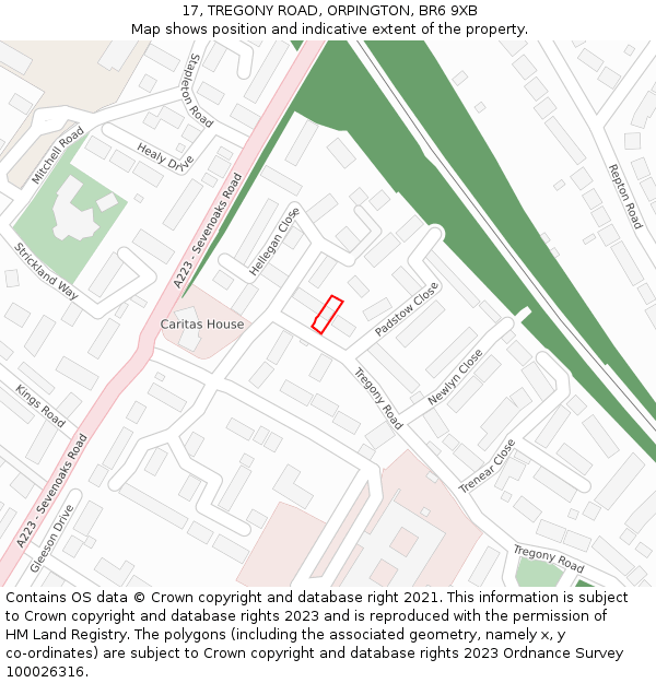 17, TREGONY ROAD, ORPINGTON, BR6 9XB: Location map and indicative extent of plot