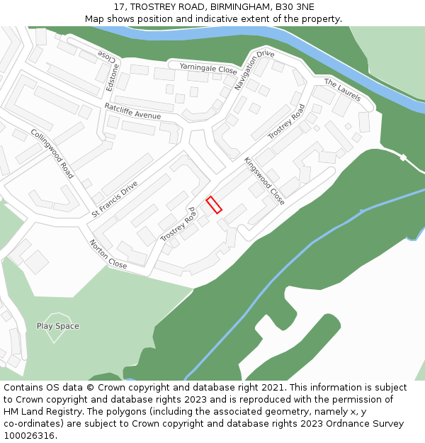 17, TROSTREY ROAD, BIRMINGHAM, B30 3NE: Location map and indicative extent of plot
