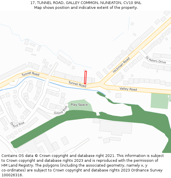 17, TUNNEL ROAD, GALLEY COMMON, NUNEATON, CV10 9NL: Location map and indicative extent of plot