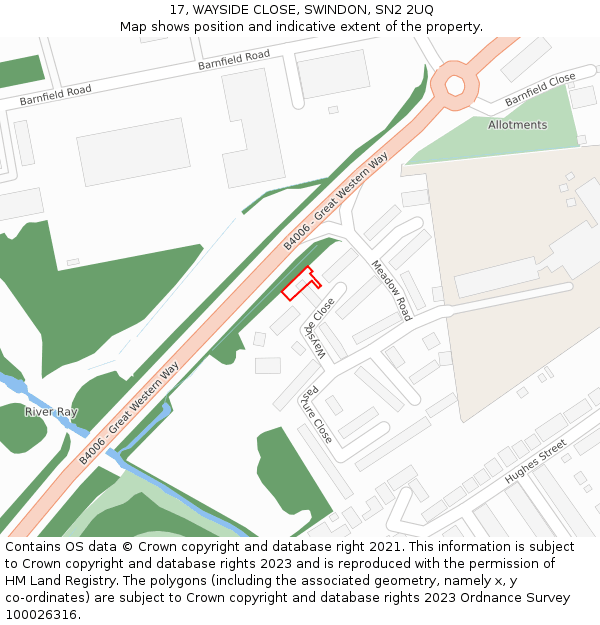 17, WAYSIDE CLOSE, SWINDON, SN2 2UQ: Location map and indicative extent of plot