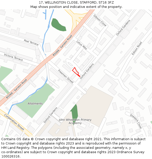 17, WELLINGTON CLOSE, STAFFORD, ST16 3FZ: Location map and indicative extent of plot