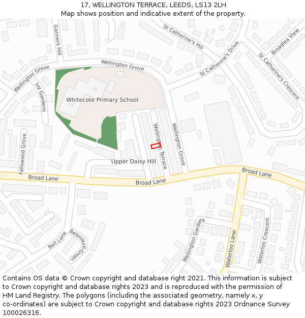17, WELLINGTON TERRACE, LEEDS, LS13 2LH: Location map and indicative extent of plot