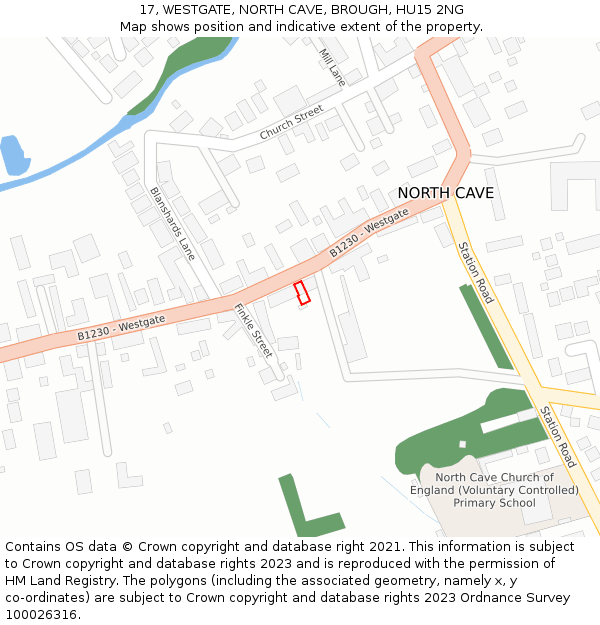 17, WESTGATE, NORTH CAVE, BROUGH, HU15 2NG: Location map and indicative extent of plot