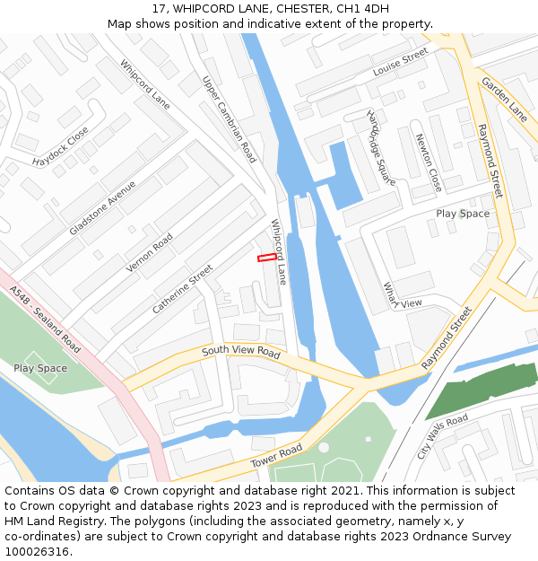 17, WHIPCORD LANE, CHESTER, CH1 4DH: Location map and indicative extent of plot