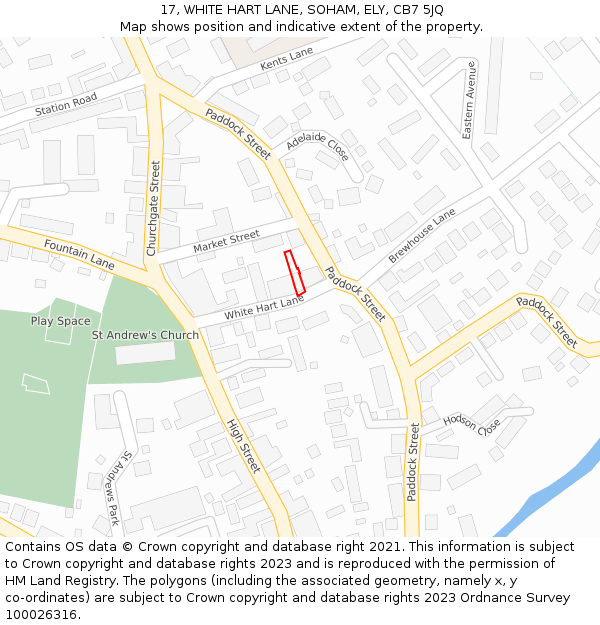 17, WHITE HART LANE, SOHAM, ELY, CB7 5JQ: Location map and indicative extent of plot