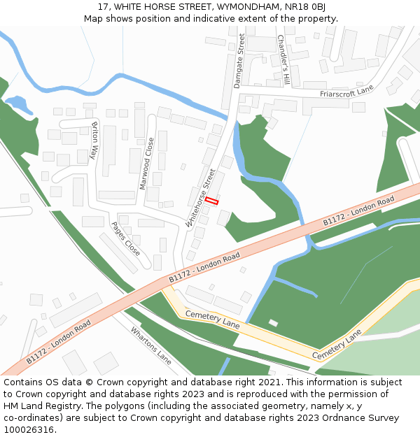 17, WHITE HORSE STREET, WYMONDHAM, NR18 0BJ: Location map and indicative extent of plot