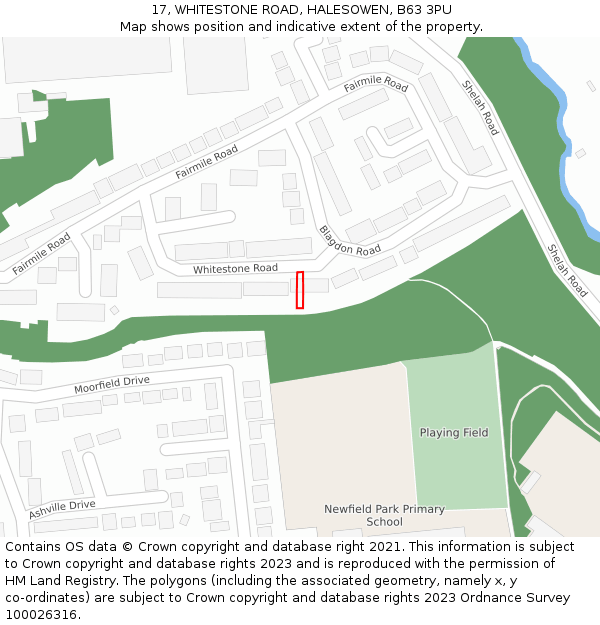 17, WHITESTONE ROAD, HALESOWEN, B63 3PU: Location map and indicative extent of plot