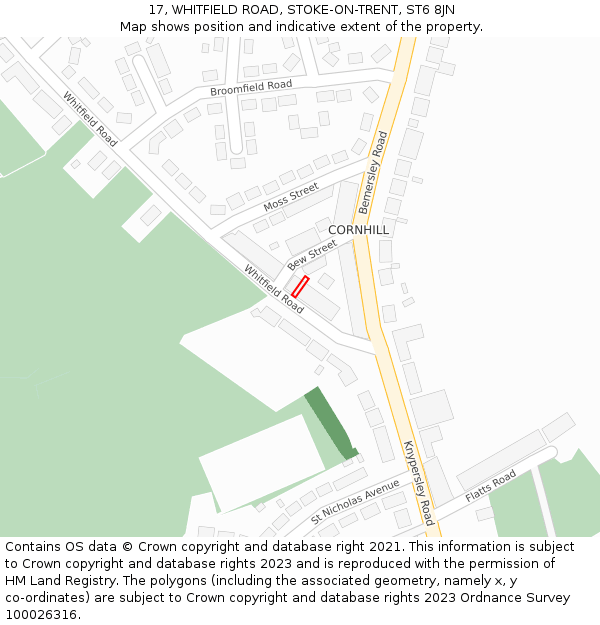 17, WHITFIELD ROAD, STOKE-ON-TRENT, ST6 8JN: Location map and indicative extent of plot