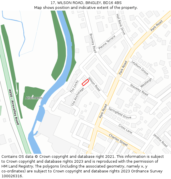 17, WILSON ROAD, BINGLEY, BD16 4BS: Location map and indicative extent of plot