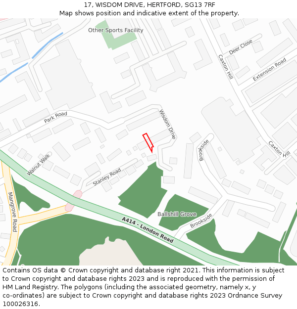 17, WISDOM DRIVE, HERTFORD, SG13 7RF: Location map and indicative extent of plot