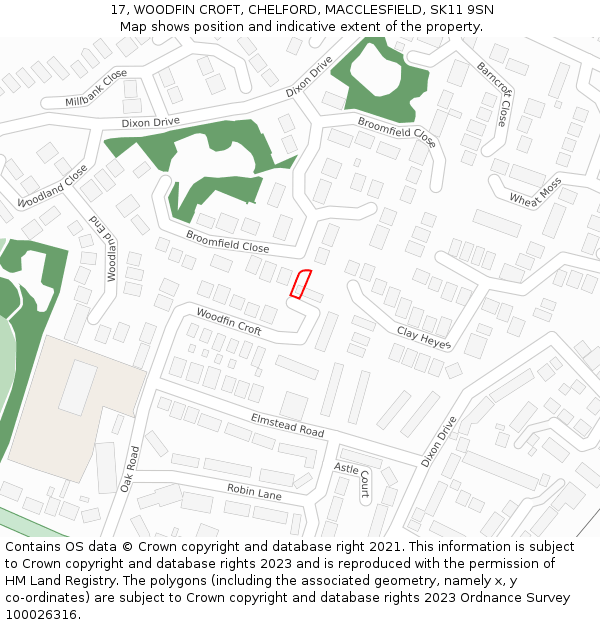 17, WOODFIN CROFT, CHELFORD, MACCLESFIELD, SK11 9SN: Location map and indicative extent of plot