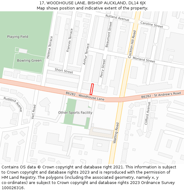17, WOODHOUSE LANE, BISHOP AUCKLAND, DL14 6JX: Location map and indicative extent of plot