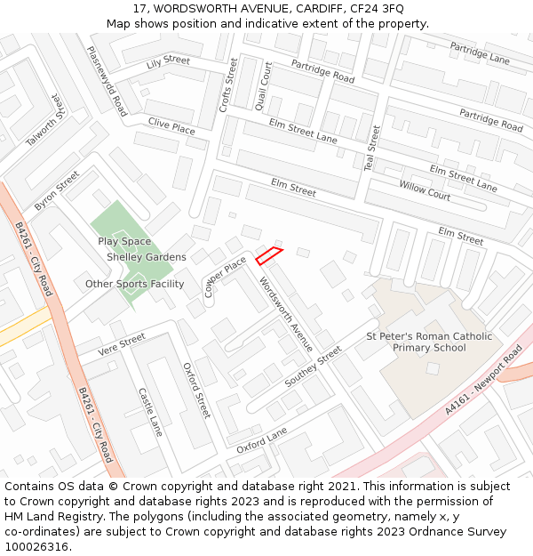 17, WORDSWORTH AVENUE, CARDIFF, CF24 3FQ: Location map and indicative extent of plot