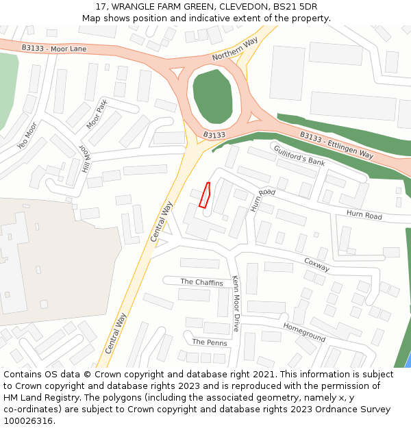 17, WRANGLE FARM GREEN, CLEVEDON, BS21 5DR: Location map and indicative extent of plot