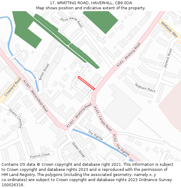 17, WRATTING ROAD, HAVERHILL, CB9 0DA: Location map and indicative extent of plot