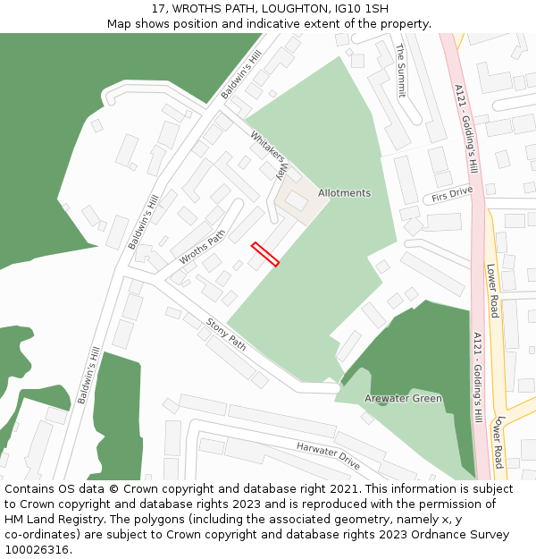 17, WROTHS PATH, LOUGHTON, IG10 1SH: Location map and indicative extent of plot