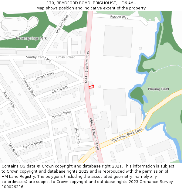 170, BRADFORD ROAD, BRIGHOUSE, HD6 4AU: Location map and indicative extent of plot