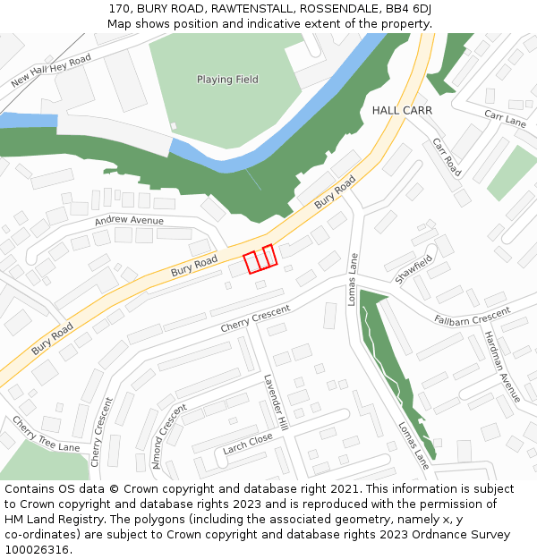 170, BURY ROAD, RAWTENSTALL, ROSSENDALE, BB4 6DJ: Location map and indicative extent of plot