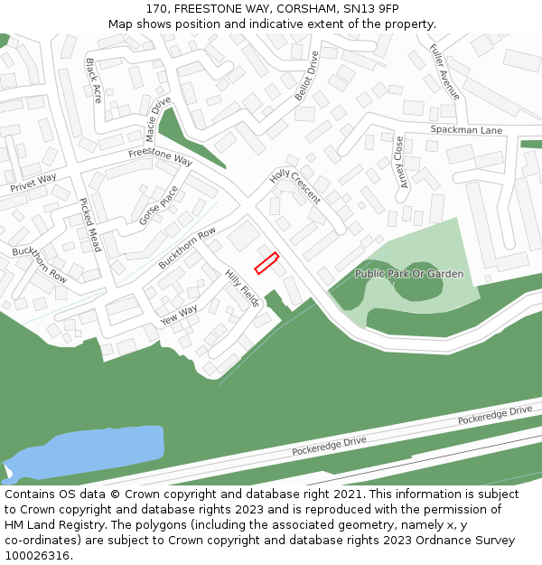 170, FREESTONE WAY, CORSHAM, SN13 9FP: Location map and indicative extent of plot