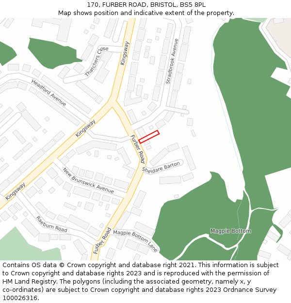 170, FURBER ROAD, BRISTOL, BS5 8PL: Location map and indicative extent of plot