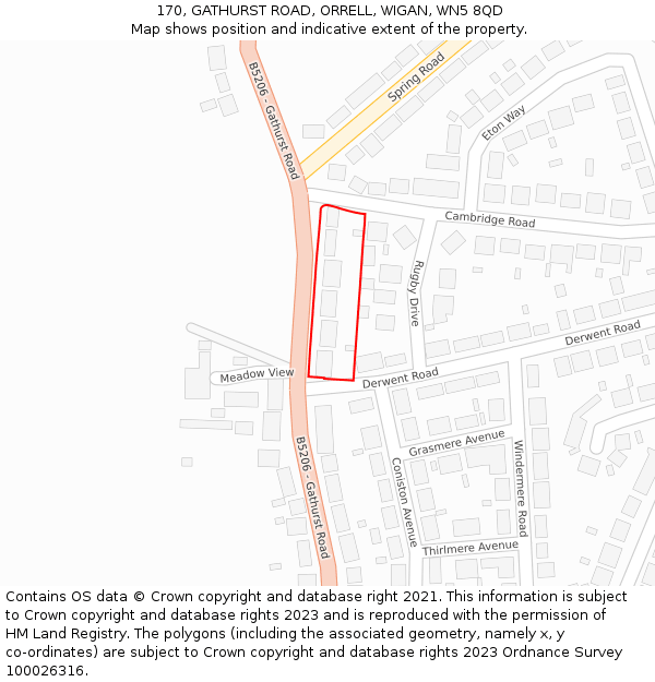 170, GATHURST ROAD, ORRELL, WIGAN, WN5 8QD: Location map and indicative extent of plot
