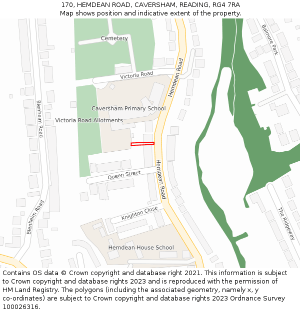 170, HEMDEAN ROAD, CAVERSHAM, READING, RG4 7RA: Location map and indicative extent of plot