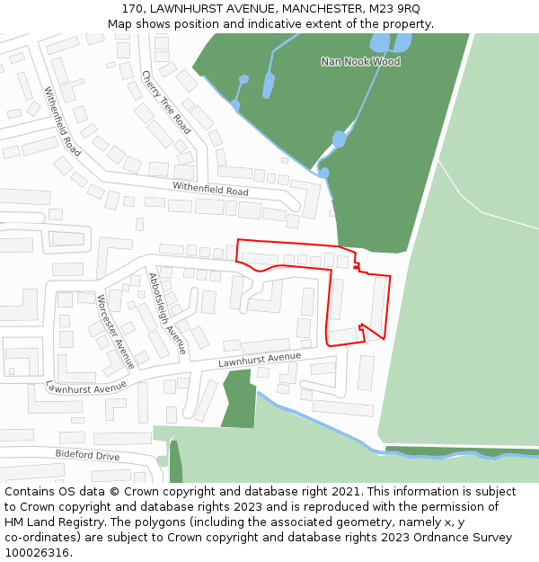 170, LAWNHURST AVENUE, MANCHESTER, M23 9RQ: Location map and indicative extent of plot