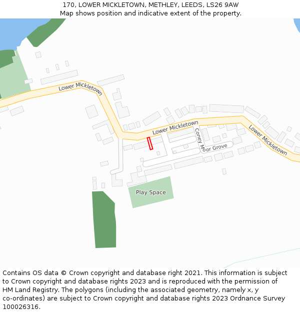 170, LOWER MICKLETOWN, METHLEY, LEEDS, LS26 9AW: Location map and indicative extent of plot