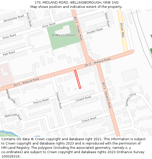 170, MIDLAND ROAD, WELLINGBOROUGH, NN8 1NG: Location map and indicative extent of plot