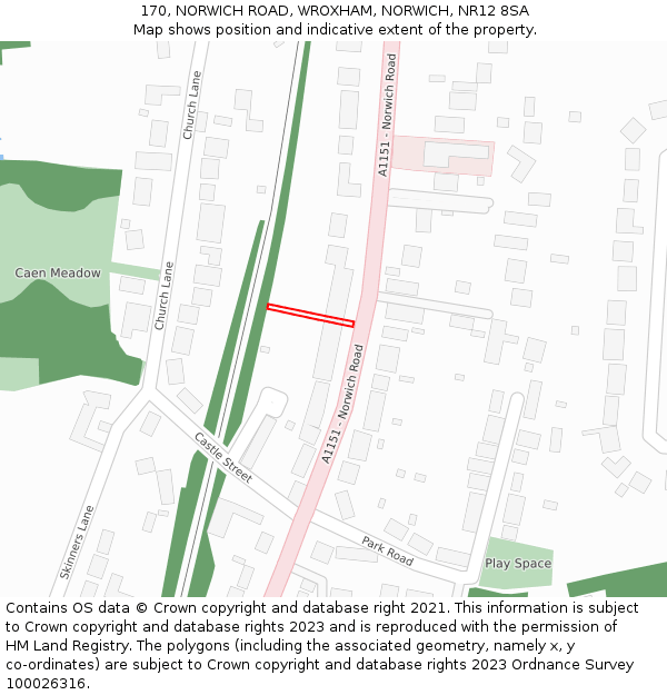 170, NORWICH ROAD, WROXHAM, NORWICH, NR12 8SA: Location map and indicative extent of plot