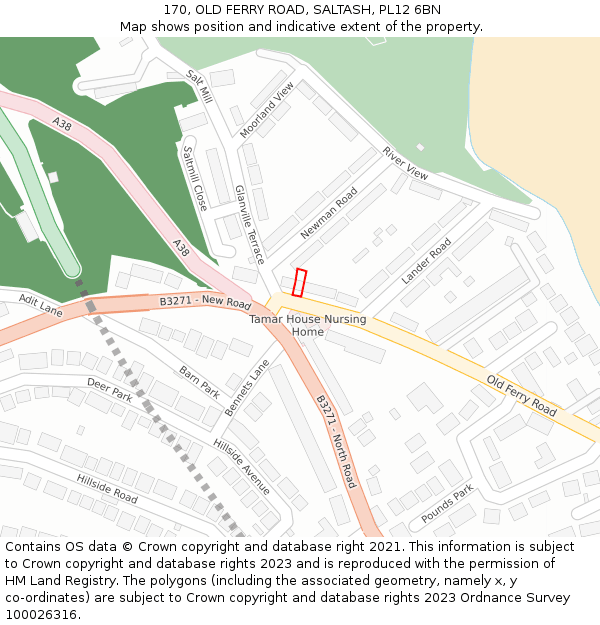 170, OLD FERRY ROAD, SALTASH, PL12 6BN: Location map and indicative extent of plot