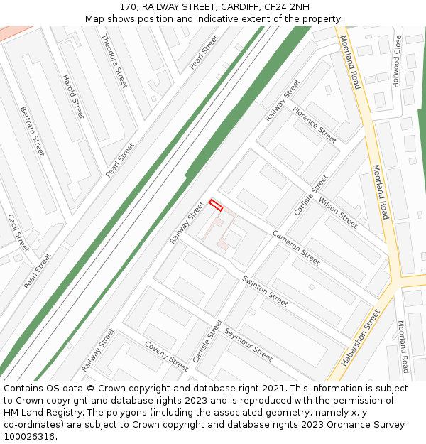 170, RAILWAY STREET, CARDIFF, CF24 2NH: Location map and indicative extent of plot